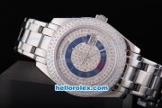 Rolex Day-Date Oyster Perpetual Automatic Full Diamond Bezel and Dial,Blue Circle with Roman Marking-Big Calendar Rolex Day-Date Oyster Perpetual Automatic Full Diamond Bezel and Dial,Blue Circle with Roman Marking-Big Calendar