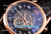 Tag Heuer Mikrograph Chrono Miyota OS10 Quartz Rose Gold Case with Black Leather Strap and Black/Grey Dial