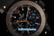 Hublot Big Bang Swiss Valjoux 7750 Automatic Movement PVD Case with Black Dial-Silver Markers and Steel Bezel