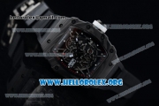 1:1 Richard Mille RM 35-02 RAFAEL NADA Japanese Miyota 9015 Automatic Black PVD Case with Skeleton Dial White Crown Black Rubber Strap