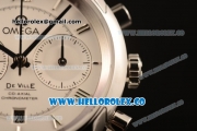 Omega De Ville Co-Axial Chrono Clone Omega 9300 Automatic Steel Case with White Dial and Steel Bracelet - (EF)