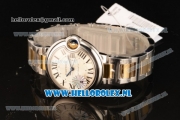 Cartier Ballon Bleu De Medium Swiss ETA 2671 Automatic Steel Case Silver Dial Diamonds Markers and Two Tone Bracelet - 1:1 Original