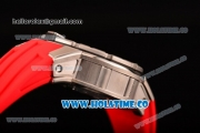 Richard Mille RM028 Swiss Valjoux 7750 Automatic Steel Case with Skeleton Dial and Red Rubber Strap - Red
