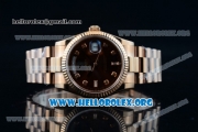 Rolex Day-Date Swiss ETA 2836 Automatic 18K Rose Gold Case with Brown Dial Diamonds Markers and 18K Rose Gold Bracelet (BP)