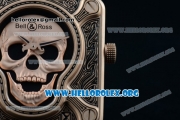 Bell & Ross BR 01 Burning Skull Asia Automatic Rose Gold Case with Skull Dial and Black Leather Strap - 1:1 Original(AAAF)