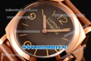 Panerai PAM00372R Luminor 1950 3 Days Clone P.3000 Automatic Rose Gold Case with Brown Dial and Brown Leather Strap