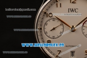 IWC Portuguese Automatic Clone IWC 52010 Automatic Steel Case Steel Bezel with White Dial and Black Leather Strap - (AAAF)