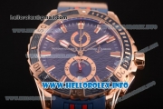 Ulysse Nardin Maxi Marine Diver Miyota Quartz Rose Gold Case with Blue Dial and Stick Markers