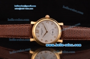 Patek Philippe Calatrava Swiss ETA 2836 Automatic Yellow Gold Case with White Dial Diamond Markers and Brown Leather Strap