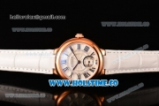 Cartier Ballon Bleu De Small Swiss Quartz Rose Gold Case with White Dial Black Roman Numeral Markers and White Leather Strap