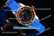 Richard Mille RM 60-01 Asia 2813 Automatic Rose Gold Case with Skeleton Dial and Blue Rubber Strap Rose Gold Bezel (EF)