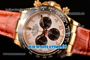 Rolex Daytona Chrono Swiss Valjoux 7750 Automatic Yellow Gold Case with Ceramic Bezel Stick Markers and White Dial (BP)