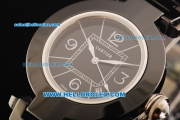 Cartier Pasha de Cartier Swiss Quartz Movement Ceramic Case and Strap with Black Dial and White Markers