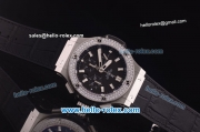 Hublot Big Bang Diamond Bezel HUB4100 Steel Case with Black Dial and Black Leather Strap-1:1 Original