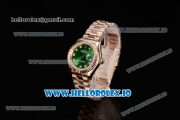 Rolex Datejust Swiss ETA 2671 Automatic Rose Gold Case with Green Dial Diamonds Markers and Rose Gold Bracelet (BP)