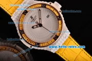 Hublot Big Bang Tutti Frutti Caviar Swiss ETA 2824 Automatic White Ceramic Case with Yellow Leather Strap and Diamond/Rose Gold Bezel - 1:1 Original