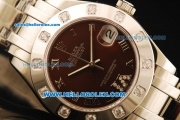 Rolex Datejust Automatic Movement Full Steel with Brown Dial and Diamond Bezel-ETA Coating Case