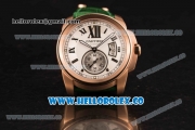 Cartier Calibre De Cartier Miyota 9015 Automatic Rose Gold Case with White Dial and Green Leather Strap