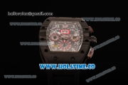 Richard Mille RM 011 Felipe Massa Flyback Chronograph Swiss Valjoux 7750 Automatic Carbon Fiber Case with Skeleton Dial Black Inner Bezel and White Markers - 1:1 Original