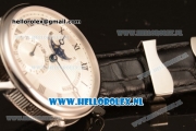 Breguet Classique Moonphase 9015 Auto Steel Case with White Dial and Black Leather Strap