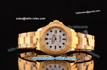 Rolex Yacht-Master Swiss ETA Original 2836 Automatic Gold Case with Black Markers White Dial and Yellow Gold Strap