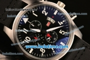IWC Portugieser Chronograph Quartz Movement Silver Case with Black Dial and Black Leather Strap