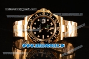 Rolex GMT-Master II Swiss ETA 2836 Automatic Yellow Gold Case With Ceramic Bezel Black Dial 116718 BK