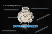 Cartier Ballon Bleu De Large Chronograph 7705 Automatic Steel Case with White Dial Roman Numeral Markers and Steel Bracelet