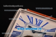 Minorva Swiss Tourbillon Manual Winding Steel Case with White Dial Orange Leather Strap and Blue Roman Numeral Markers