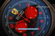 Ferrari Chronograph Miyota Quartz Movement PVD Case with Red Arabic Numerals and Black Dial - Black Leather Strap