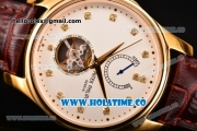 Patek Philippe Calatrava Tourbillon Swiss ETA 2824 Automatic Yellow Gold Case with Diamonds Markers and White Dial