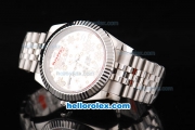 Rolex Datejust II Oyster Perpetual Automatic Movement Silver Case with Silver/Flower Dial and SS Strap