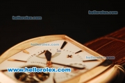 Vacheron Constantin Malte Swiss Tourbillon Manual Winding Rose Gold Case with White Dial and Brown Leather Strap