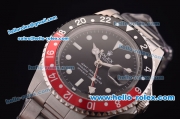 Rolex GMT Master Vintage Swiss ETA 2836 Automatic Black/Red Bezel with Black Dial and Steel Bracelet-White Markers
