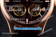 IWC Big Pilot Double Tourbillon Asia ST28 Automatic Rose Gold Case with Brown Dial and Brown Leather Strap Stick/Arabic Numeral Markers