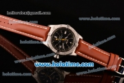 Breitling Avenger Seawolf Swiss ETA 2836 Automatic Stainless Steel Case with Brown Leather Bracelet Stick Markers and Black Dial