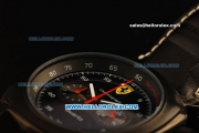 Ferrari Chronograph Miyota Quartz PVD Case with Black Dial and Black Leather-White Numeral Markers