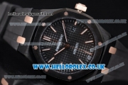 Audemars Piguet Royal Oak 36mm Asia ST16 Automatic PVD Case with Black Dial PVD Bezel and Black Rubber Strap (EF)