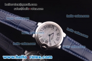 Cartier Ballon bleu de Swiss Quartz Steel Case with White MOP Dial and Blue Leather Strap