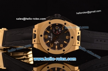 Hublot Big Bang Ferrari Swiss Valjoux 7750-SHG Automatic Gold Case with Gold Stick/Numeral Marekrs Black Dial and Black Rubber Strap