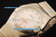 Omega Constellation Swiss Quartz Movement Full Steel with and Beige Dial and Diamond Markers-Lady Model