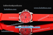 Chopard Mille Miglia Gran Turismo XL Miyota OS2035 Quartz Steel Case with Red Dial and Red Rubber Bracelet