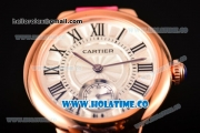 Cartier Ballon Bleu De Small Swiss Quartz Rose Gold Case with White Dial Black Roman Numeral Markers and Hot Pink Leather Strap