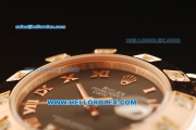 Rolex Datejust Swiss ETA 2836 Automatic Movement Full Rose Gold with Chocolate Dial and Diamond Bezel