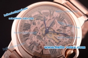 Cartier Ballon Bleu De Automatic Full Rose Gold with Skeleton Dial and Roman Markers