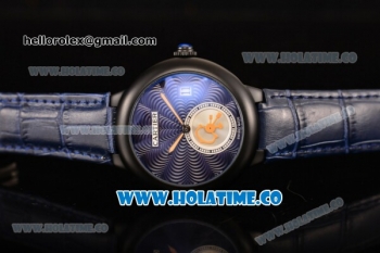 Cartier Rotonde De Miyota Quartz PVD Case with Blue Dial and Blue Leather Strap