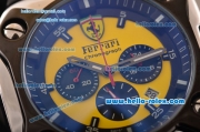 Ferrari Chrono Miyota OS20 Quartz Steel Case PVD Bezel with Black Rubber Strap and Yellow Dial