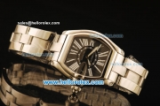 Cartier Roadster Swiss ETA 2836 Automatic Full Steel with Black Dial and White Roman Markers