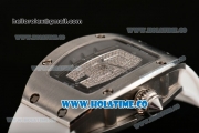 Richard Mille RM007 Miyota 6T51 Automatic Steel Case with Diamonds Dial and White Rubber Strap