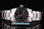 Rolex Oyster Perpetual No Date chronometer Automatic with Black Dial and White Case-Pink Marking--SSband Strap